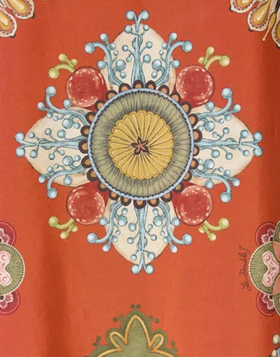 La Doublej Floral-print Ruffled Dress In Orange