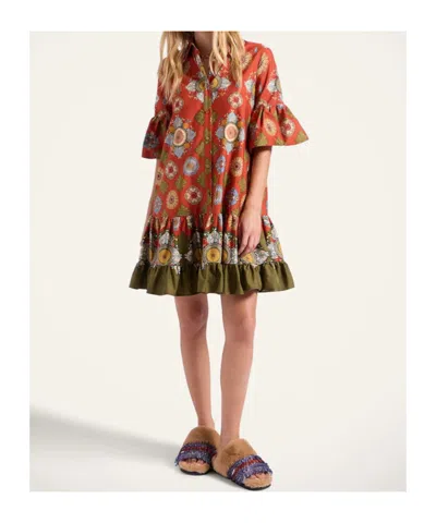 La Doublej Floral-print Ruffled Dress In Orange