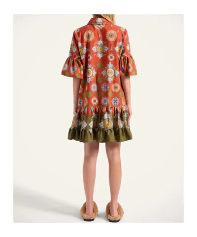 La Doublej Floral-print Ruffled Dress In Orange