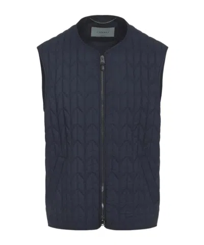 Canali Black Wool-cashmere Blend Jacket With Minimalist Design In Blue