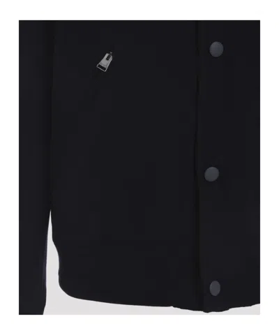 Canali Black Wool-cashmere Blend Jacket With Minimalist Design In Blue