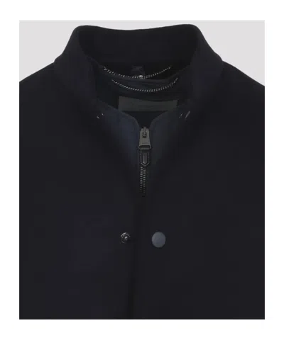 Canali Black Wool-cashmere Blend Jacket With Minimalist Design In Blue