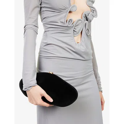 Cult Gaia Caldera Velvety Sculptural Clutch Bag In Black