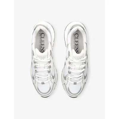 Cleens Pulse Perforated Panelled Low-top Sneakers In White
