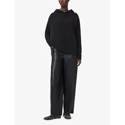 Allsaints Womens Black Vision Etienne Relaxed-fit Cotton-jersey Hoody In Black