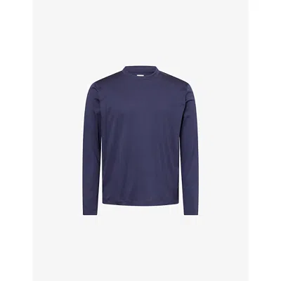 Eleventy Mens Blue Crewneck Long-sleeves Stretch-cotton Top Xxl In Blue