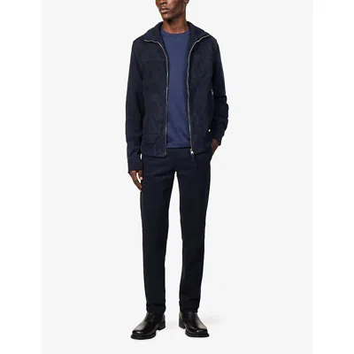 Eleventy Mens Blue Crewneck Long-sleeves Stretch-cotton Top Xxl In Blue