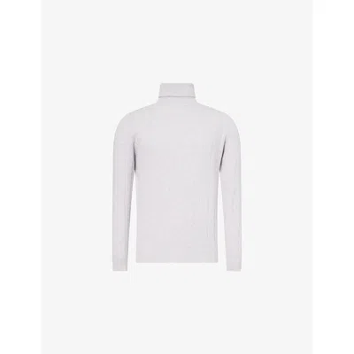 Eleventy Mens Light Melange Gray Roll-neck Ribbed Cashmere Jumper Xl In White