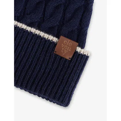Eleventy Mens Blue Sand Cable-knit Cashmere Beanie In Blue