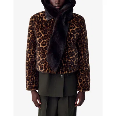 Claudie Pierlot Womens Dark Brown Faux-fur Hood In Black