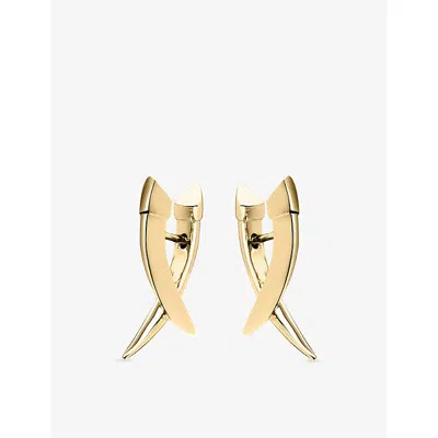 Shaun Leane Womens Sabre Mini Cross-over 18ct Yellow Gold Vermeil Earrings In Gold