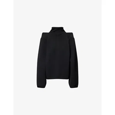 Rick Owens High Neck Long Sleeve Knit Sweater In Black