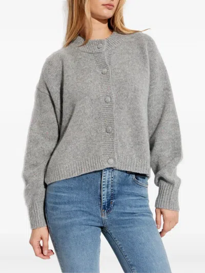 Frame The Cashmere Fleck Cardigan Silver In Gray