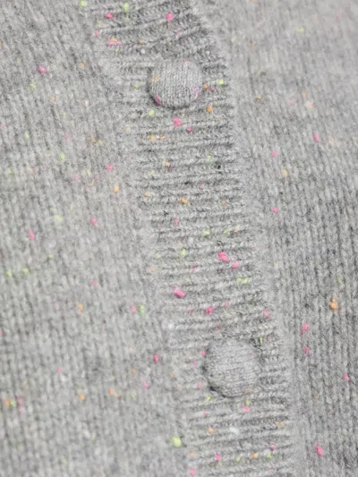 Frame The Cashmere Fleck Cardigan Silver In Gray