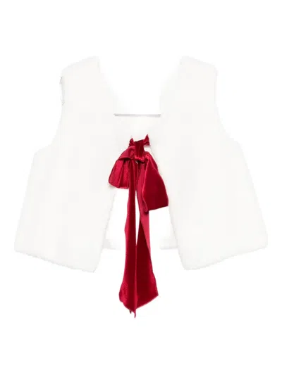 La Stupenderia Bow-detail Vest In White