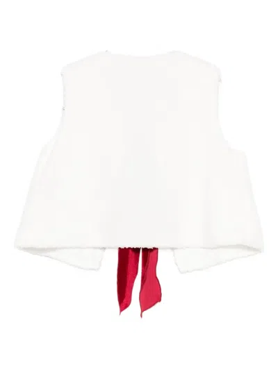 La Stupenderia Bow-detail Vest In White