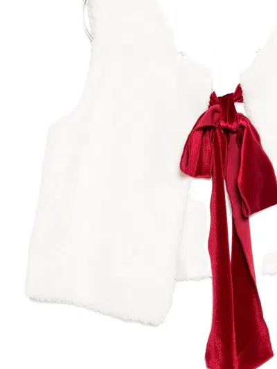 La Stupenderia Bow-detail Vest In White