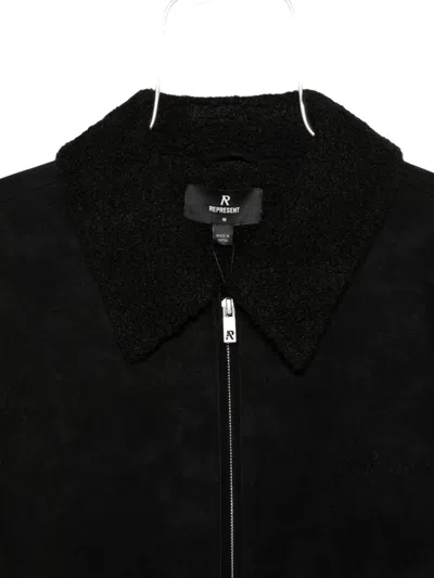 Represent Faux Shearling Jacket In Black