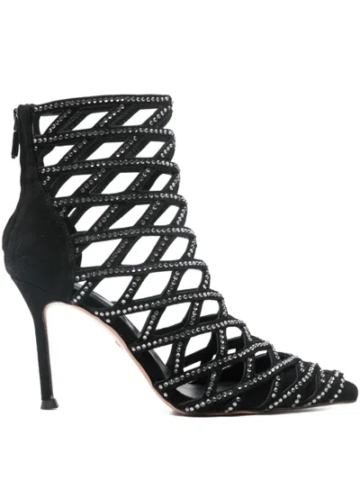 Lola Cruz Alva Rhinestone-embellished Ankle Boots In Black