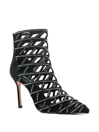 Lola Cruz Alva Rhinestone-embellished Ankle Boots In Black