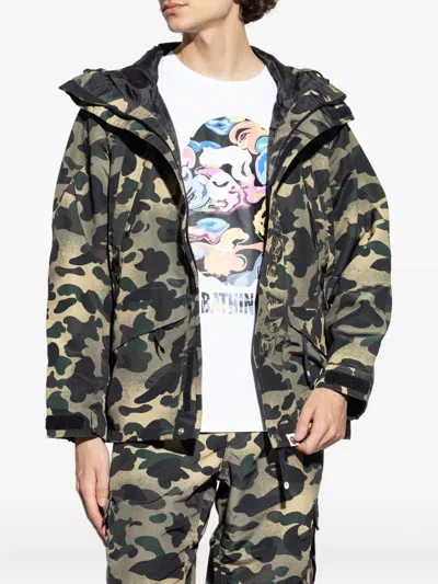 A Bathing Ape Camouflage Hooded Jacket In Multi