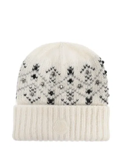 Moncler Embellished Alpaca And Wool-blend Beanie In Brown