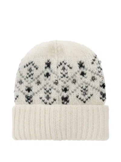 Moncler Embellished Alpaca And Wool-blend Beanie In Brown