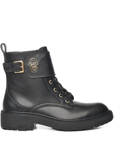 Liu •jo Buckle Logo Plaque Boots In Black