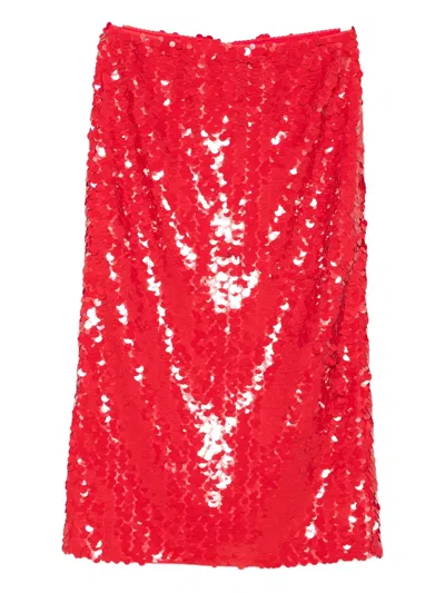 Isabelle Blanche Sequinned Skirt In Red