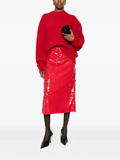 Isabelle Blanche Sequinned Skirt In Red