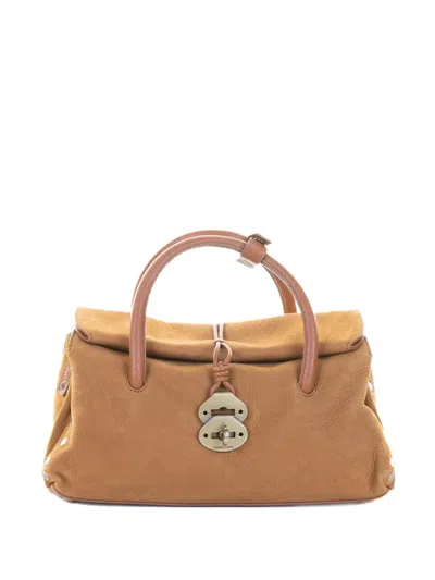 Zanellato Dotta Jones Brandy Suede Shoulder Bag In Brown