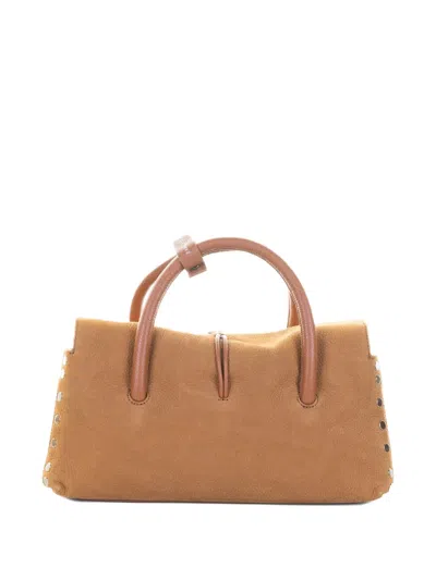 Zanellato Dotta Jones Brandy Suede Shoulder Bag In Brown