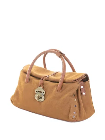 Zanellato Dotta Jones Brandy Suede Shoulder Bag In Brown