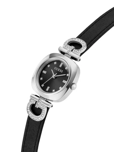 Guess Usa Crystal-embellished Quartz 28mm In Black