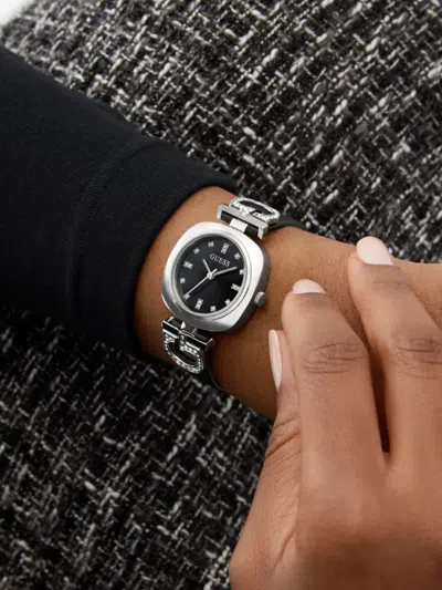 Guess Usa Crystal-embellished Quartz 28mm In Black