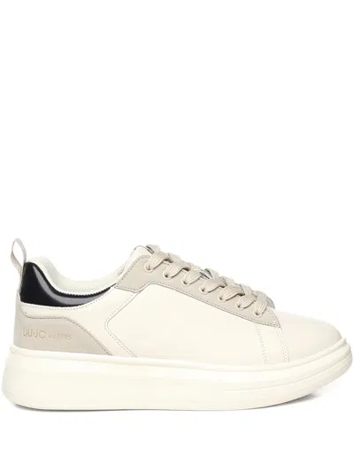 Liu •jo Leather Platform Sneakers In White
