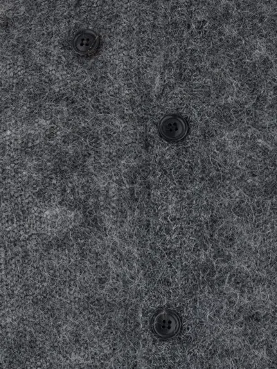 Tonywack Grey Crew Neck Cardigan With Brushed Effect In Mohair And Wool Blend Man In Gray