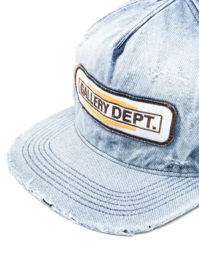 Gallery Dept. Distressed Denim Curved Brim Cap In Blue