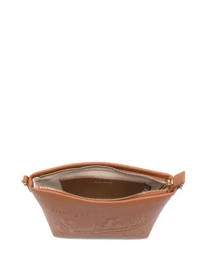 Mc2 Saint Barth Medium Trapezoidal Handbag In Textured Brown Finish In Brown