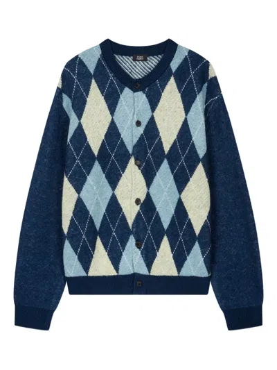 Studio Tomboy Diamond-pattern Cardigan In Blue