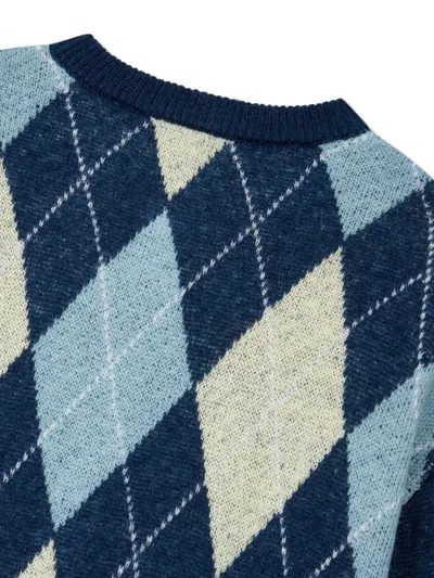 Studio Tomboy Diamond-pattern Cardigan In Blue