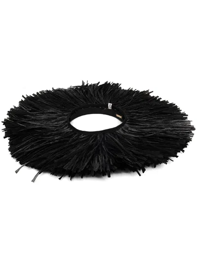 Cult Gaia Circular Straw Fascinator In Black