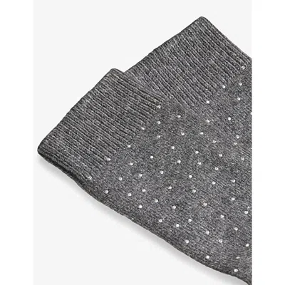 Sandro Womens Charcoal Grey Rhinestone Wool And Cashmere-blend Socks In Gray
