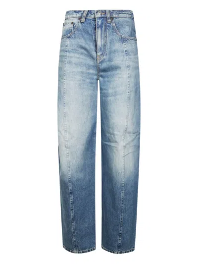 Victoria Beckham Straight-leg Blue Denim Jeans With Mid-rise Waist In Blue