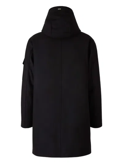 Herno High Collar Long Coat In Black
