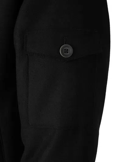 Herno High Collar Long Coat In Black