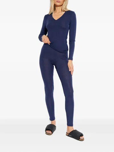 Hanro Elasticated-waistband Leggings In Blue