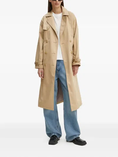 Levi's Double-breasted Belted Coat In Neutral