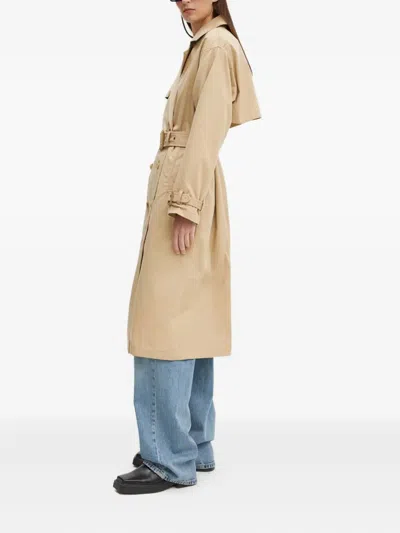 Levi's Double-breasted Belted Coat In Neutral