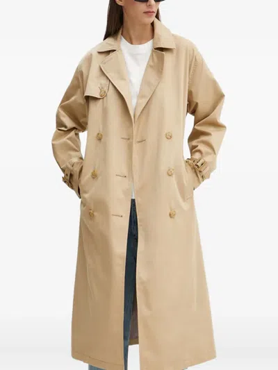 Levi's Double-breasted Belted Coat In Neutral